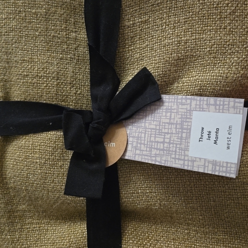 ❤️BUY 2 GET 1 FREE  West Elm Luxurious Tan Bedding Viscose Linen Throw, Natural - Picture 13 of 14